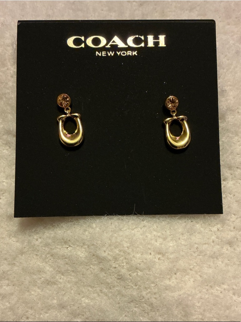 Coach Gold Horseshoe Dangle Stud Earrings - Picture 3 of 3